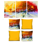 Conjunto De Quadro 70x150 Triptico E 4 Capas De Almofada Abst
