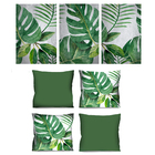 Conjunto De Quadro 70x150 Triptico E 4 Capas De Almofada Folh