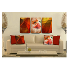 Conjunto De Quadro 70x150 Triptico E 4 Capas De Almofada Geom