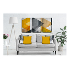 Conjunto De Quadro 70x150 Triptico E 4 Capas De Almofada Geom