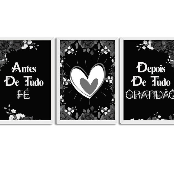 Conjunto De Quadros 60x40 Com Moldura Antes E Depois Preto E