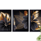 Conjunto De Quadros 60x40 Com Moldura E Vidro Plantas Preto E