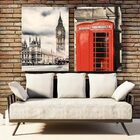 Conjunto De Quadros Decorativos 135x80 Cm Londres 003 Com Mol
