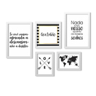Conjunto De Quadros Decorativos Com Moldura Gratidão Mapa Mun
