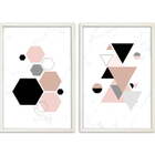 Conjunto De Quadros Decorativos Formas Geométricas Sem Vidro