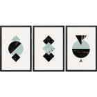 Conjunto De Quadros Decorativos Geométricas V Sem Vidro Preto