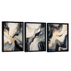 Conjunto De Quadros Trio Abstract Black Gold -- Br Artes