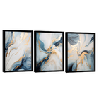 Conjunto De Quadros Trio Abstract Blue Gold -- Br Artes