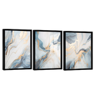 Conjunto De Quadros Trio Abstract Blue Gold -- Br Artes
