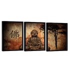 Conjunto De Quadros Trio Buddha Statue Wall -- Br Artes