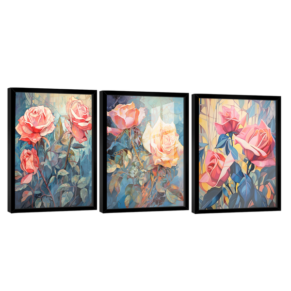 Conjunto De Quadros Trio Flores -- Br Artes