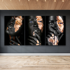 Conjunto De Quadros Trio Negras Douradas