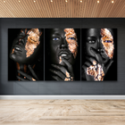 Conjunto De Quadros Trio Negras Douradas