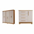 Conjunto De Quarto Com 1 Guarda-roupa E 1 Cômoda Freijo/off W