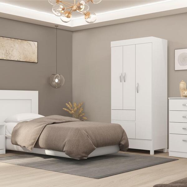 Conjunto De Quarto Completo Fabi Branco Rosa