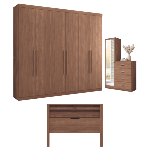 Conjunto De Quarto De Casal Completo Levana Jatobá Areia