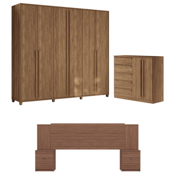 Conjunto De Quarto De Casal Completo Tremble Jatobá