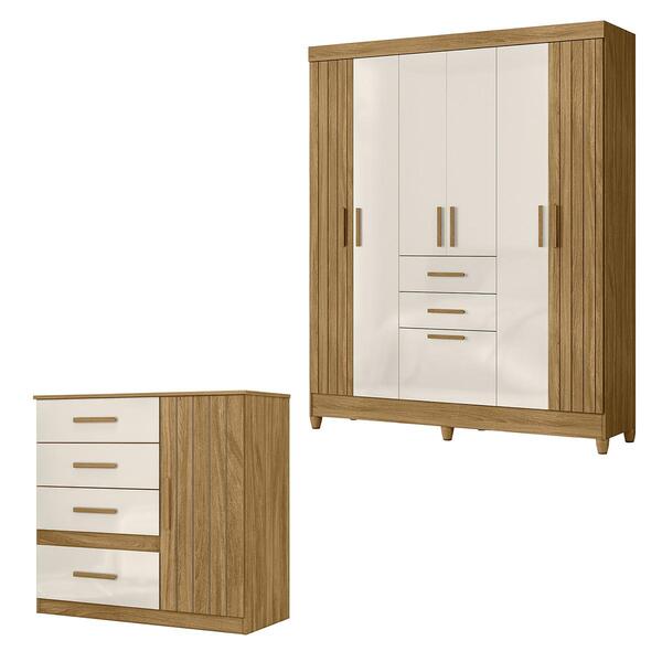 Conjunto De Quarto Guarda Roupa Malta Com Comoda Venus Freijo