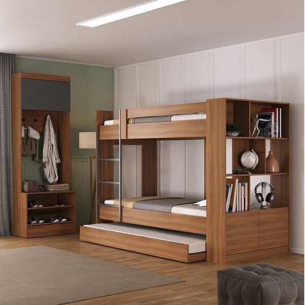 Conjunto De Quarto Juvenil Com Treliche E Sapateira Porto Yescasa Nogal ...