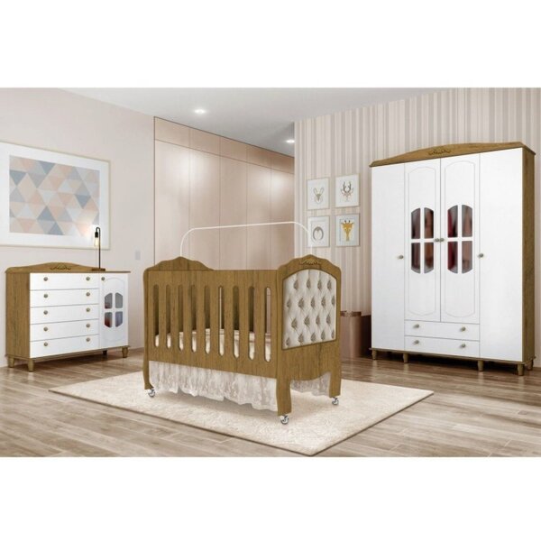 Conjunto De Quarto Para Bebê 1 Berço 1 Cômoda 1 Guarda Roupa