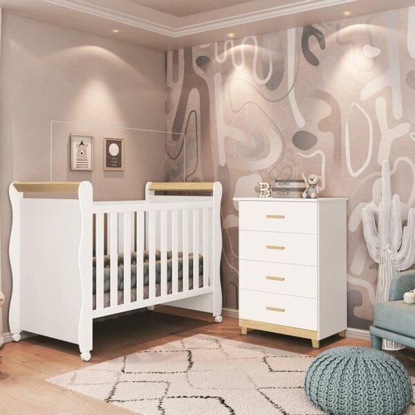 Conjunto De Quarto Para Bebê 1 Berço Americano E 1 Cômoda 4 G
