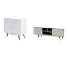 Conjunto De Rack Com Buffet Retrô 2 Pt 2 Gv Branco