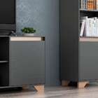 Conjunto De Rack E Estante Friso I Grafite E Siena