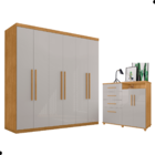 Conjunto De Roupeiro E Cômoda Itaúnas Naturalle Off White