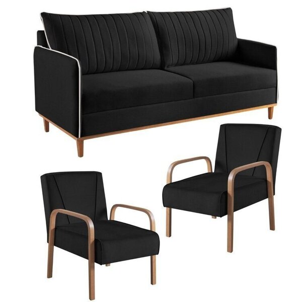 Conjunto De Sala De Estar 1 Sofá Dois Lugares Persa E 2 Poltr