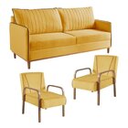 Conjunto De Sala De Estar 1 Sofá Dois Lugares Persa E 2 Poltr