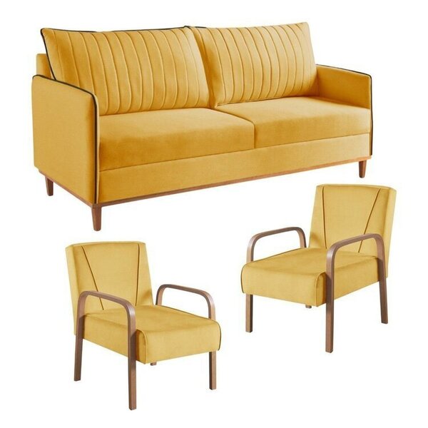 Conjunto De Sala De Estar 1 Sofá Dois Lugares Persa E 2 Poltr