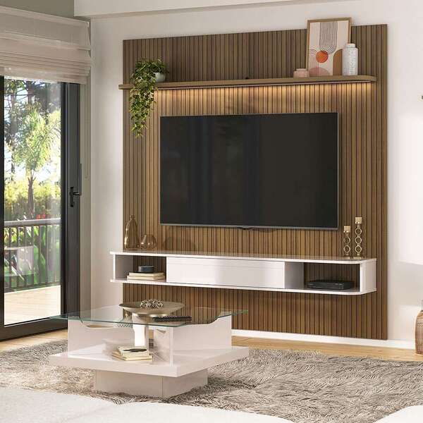Conjunto De Sala De Estar Beluno Com Painel Para Tv Até 75 Po
