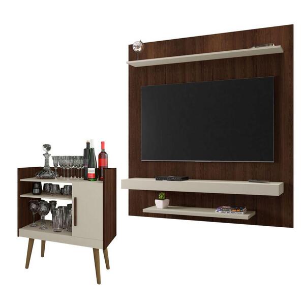 Conjunto De Sala De Estar Maitê Nogal Off White