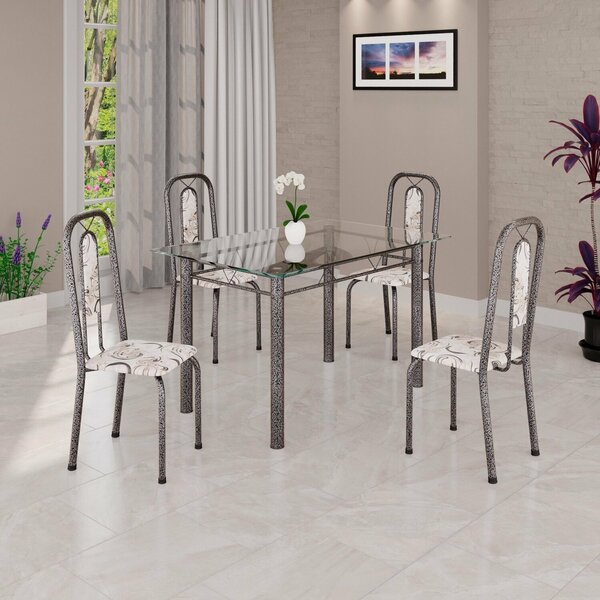 Conjunto De Sala De Jantar Com 4 Cadeiras Lívia Arabesco/ Pra