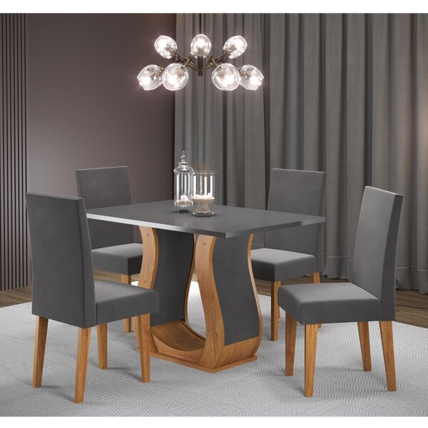 Conjunto De Sala De Jantar Com Mesa 120x80cm E 4 Cadeiras Cor