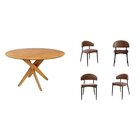 Conjunto De Sala De Jantar Com Mesa Em Madeira Maciça E 4 Cad