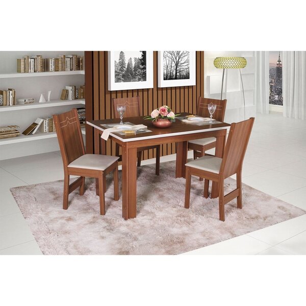 Conjunto De Sala De Jantar Mariah 4 Cadeiras Elane Naturalle