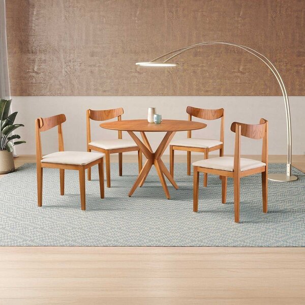 Conjunto De Sala De Jantar Mesa 108 Cm Com 4 Cadeiras Aurora
