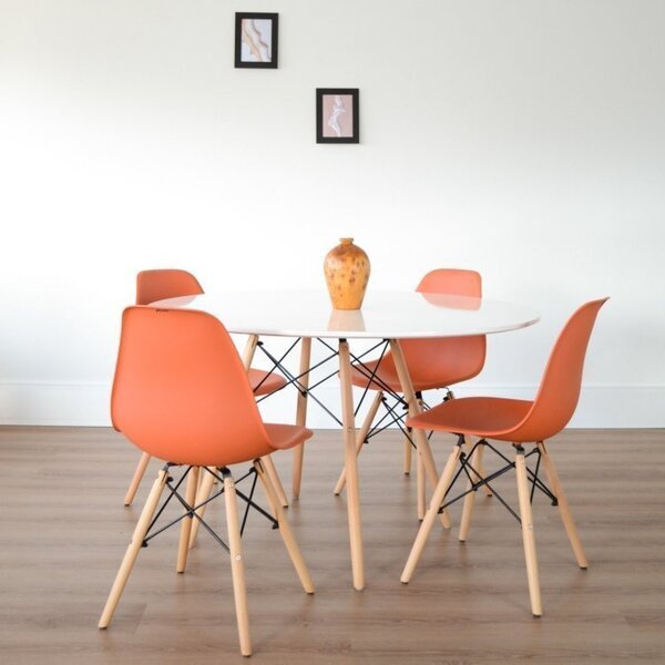 Conjunto De Sala De Jantar Mesa 120x75cm Tampo Mdf Com 4 Cade