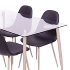 Conjunto De Sala De Jantar Mesa Com Tampo De Vidro Com 4 Cade