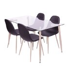 Conjunto De Sala De Jantar Mesa Com Tampo De Vidro Com 4 Cade