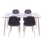 Conjunto De Sala De Jantar Mesa Com Tampo De Vidro Com 4 Cade