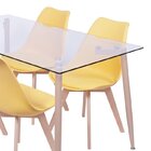 Conjunto De Sala De Jantar Mesa Com Tampo De Vidro Com 4 Cade
