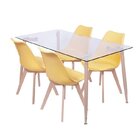 Conjunto De Sala De Jantar Mesa Com Tampo De Vidro Com 4 Cade