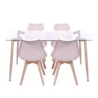 Conjunto De Sala De Jantar Mesa Com Tampo De Vidro Com 4 Cade