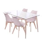 Conjunto De Sala De Jantar Mesa Com Tampo De Vidro Com 4 Cade