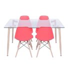 Conjunto De Sala De Jantar Mesa Com Tampo De Vidro Com 4 Cade