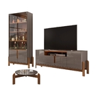 Conjunto De Sala Léia Cinza Cedro