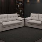 Conjunto De Sofá 2 E 3 Lugares Fixo Modena Velosuede Marrom -