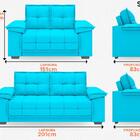 Conjunto De Sofá 2 E 3 Lugares Fixo Solaia Velosuede Turquesa